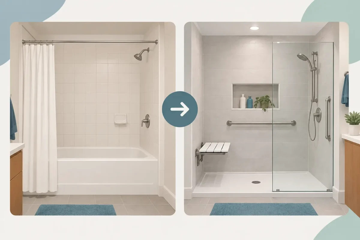 Accessible Shower Project Before and After